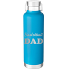 Laser etched aqua 24 oz vacuum insulated water bottle with 'Basketball Dad2' design
