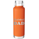 Laser etched orange 24 oz vacuum insulated water bottle with 'Basketball Dad2' design