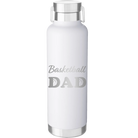 Laser etched white 24 oz vacuum insulated water bottle with 'Basketball Dad2' design