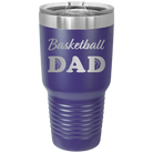 Laser etched purple 30 oz vacuum insulated tumbler with 'Basketball Dad2' design