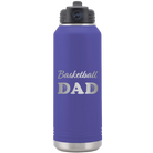 Laser etched purple 32 oz vacuum insulated water bottle with 'Basketball Dad2' design