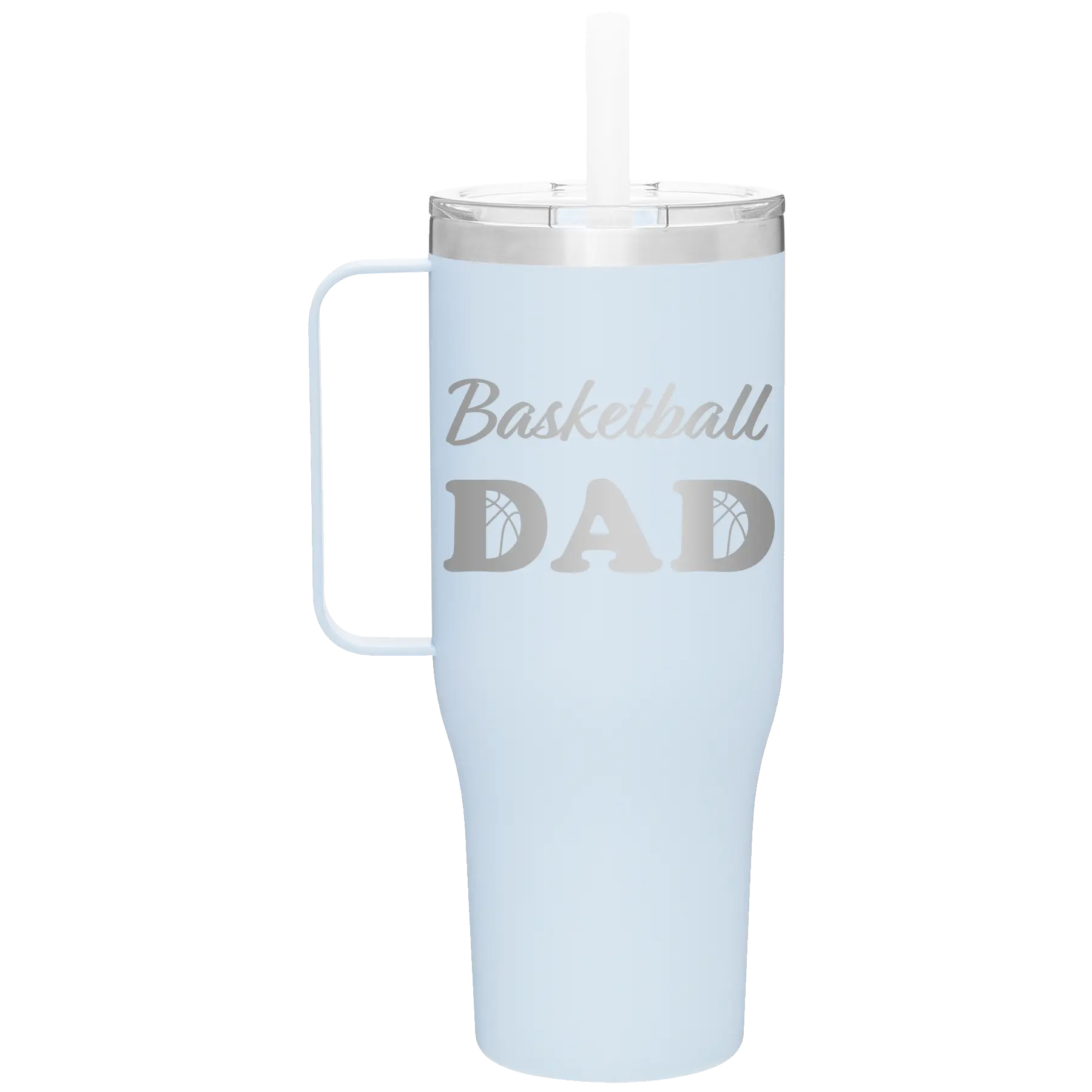 Laser etched landfall 40 oz vacuum insulated tumbler mug with 'Basketball Dad2' design