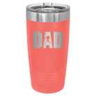 Laser etched coral 20 oz vacuum insulated tumbler with 'Football Dad' design