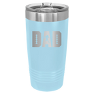 Laser etched light blue 20 oz vacuum insulated tumbler with 'Football Dad' design