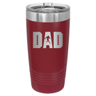 Laser etched maroon 20 oz vacuum insulated tumbler with 'Football Dad' design
