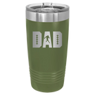 Laser etched olive green 20 oz vacuum insulated tumbler with 'Football Dad' design