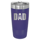 Laser etched purple 20 oz vacuum insulated tumbler with 'Football Dad' design