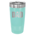 Laser etched teal 20 oz vacuum insulated tumbler with 'Football Dad' design