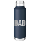 Laser etched navy 24 oz vacuum insulated water bottle with 'Football Dad' design