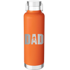 Laser etched orange 24 oz vacuum insulated water bottle with 'Football Dad' design