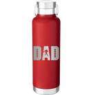 Laser etched red 24 oz vacuum insulated water bottle with 'Football Dad' design