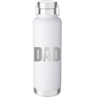 Laser etched white 24 oz vacuum insulated water bottle with 'Football Dad' design