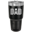 Laser etched black 30 oz vacuum insulated tumbler with 'Football Dad' design