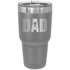 Laser etched dark gray 30 oz vacuum insulated tumbler with 'Football Dad' design