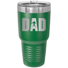 Laser etched green 30 oz vacuum insulated tumbler with 'Football Dad' design