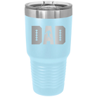 Laser etched light blue 30 oz vacuum insulated tumbler with 'Football Dad' design