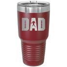 Laser etched maroon 30 oz vacuum insulated tumbler with 'Football Dad' design