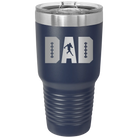 Laser etched navy 30 oz vacuum insulated tumbler with 'Football Dad' design