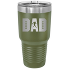 Laser etched olive green 30 oz vacuum insulated tumbler with 'Football Dad' design