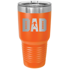 Laser etched orange 30 oz vacuum insulated tumbler with 'Football Dad' design