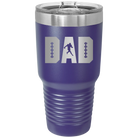 Laser etched purple 30 oz vacuum insulated tumbler with 'Football Dad' design