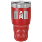Laser etched red 30 oz vacuum insulated tumbler with 'Football Dad' design