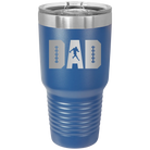 Laser etched royal blue 30 oz vacuum insulated tumbler with 'Football Dad' design