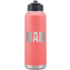 Laser etched coral 32 oz vacuum insulated water bottle with 'Football Dad' design