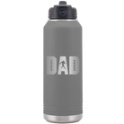 Laser etched dark gray 32 oz vacuum insulated water bottle with 'Football Dad' design