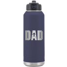 Laser etched navy 32 oz vacuum insulated water bottle with 'Football Dad' design