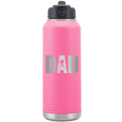 Laser etched pink 32 oz vacuum insulated water bottle with 'Football Dad' design