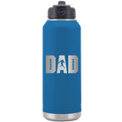 Laser etched royal blue 32 oz vacuum insulated water bottle with 'Football Dad' design