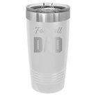 Laser etched white 20 oz vacuum insulated tumbler with 'Football Dad2' design