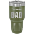 Laser etched olive green 30 oz vacuum insulated tumbler with 'Football Dad2' design