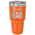 Laser etched orange 30 oz vacuum insulated tumbler with 'Football Dad2' design