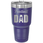 Laser etched purple 30 oz vacuum insulated tumbler with 'Football Dad2' design