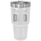 Laser etched white 30 oz vacuum insulated tumbler with 'Football Dad2' design
