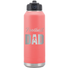 Laser etched coral 32 oz vacuum insulated water bottle with 'Football Dad2' design