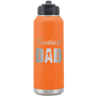 Laser etched orange 32 oz vacuum insulated water bottle with 'Football Dad2' design