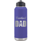 Laser etched purple 32 oz vacuum insulated water bottle with 'Football Dad2' design