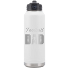 Laser etched white 32 oz vacuum insulated water bottle with 'Football Dad2' design