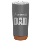 Laser etched storm gray 20 oz vacuum insulated tumbler with 'Football Dad2' design