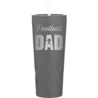 Laser etched slate 20 oz vacuum insulated tumbler with 'Football Dad2' design