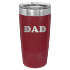 Laser etched maroon 20 oz vacuum insulated tumbler with 'Golf Dad' design