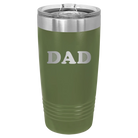 Laser etched olive green 20 oz vacuum insulated tumbler with 'Golf Dad' design