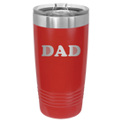 Laser etched red 20 oz vacuum insulated tumbler with 'Golf Dad' design
