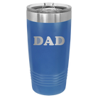 Laser etched royal blue 20 oz vacuum insulated tumbler with 'Golf Dad' design