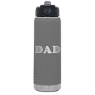 Laser etched dark gray 20 oz vacuum insulated water bottle with 'Golf Dad' design