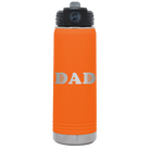 Laser etched orange 20 oz vacuum insulated water bottle with 'Golf Dad' design