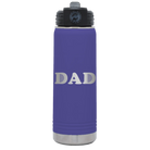 Laser etched purple 20 oz vacuum insulated water bottle with 'Golf Dad' design